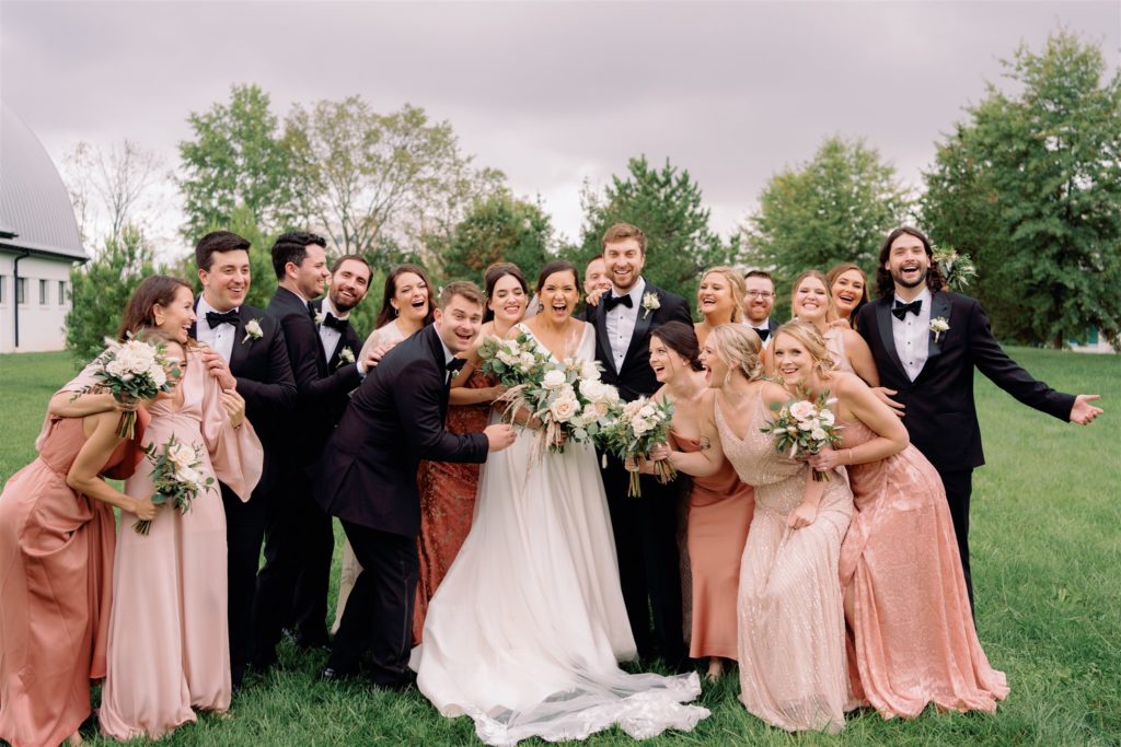 Wedding party photo at Sweeney Barn in Manassas, VA