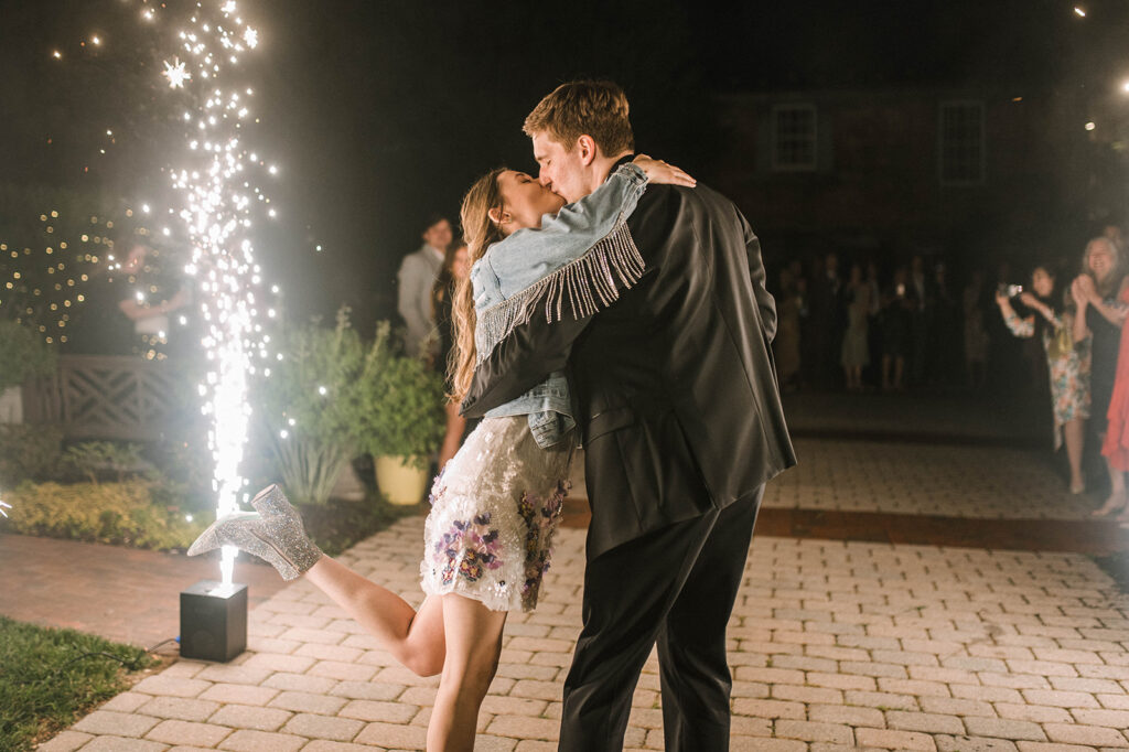 Cold sparks wedding send off at Birkby House in Leesburg, VA